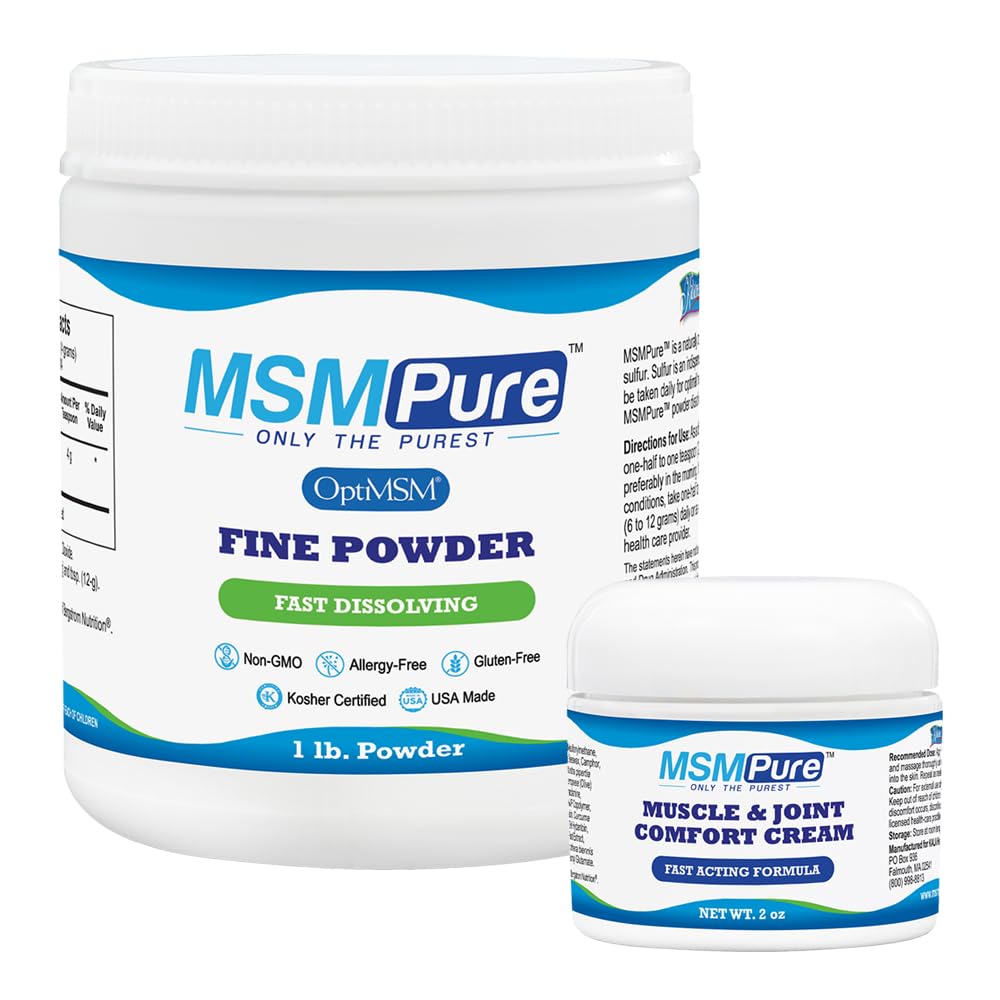 KALA GEZONDHEID MSMPure Fijn poeder 1lb en spier & gezamenlijke crème 2oz bundel