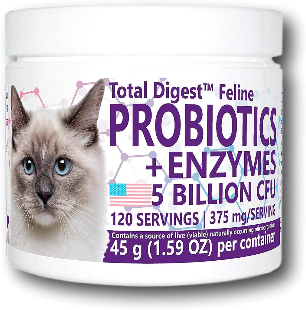 Total DigestTM Feline Probiotica en Enzymen, All-Natural Digestief Systeem Dieetsupplement Formule voor Katten (120 Servings)