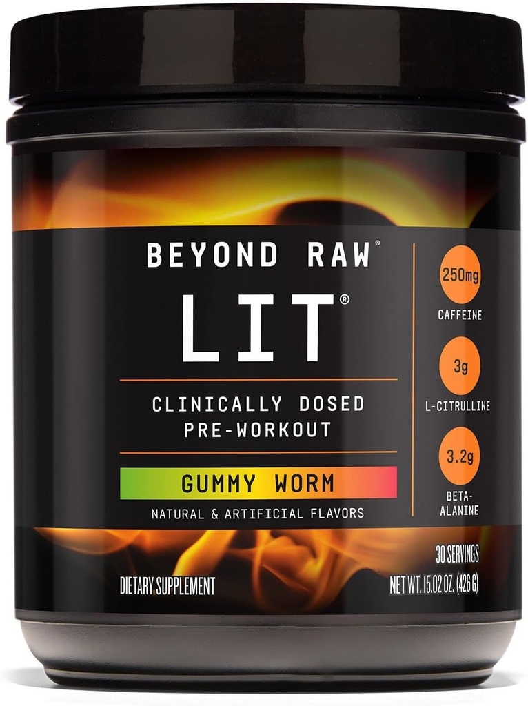 Beyond Raw LIT Pre-workout - Gummy Worm (30 Servers)