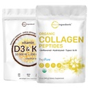 Micro Ingrediënten Vitamine D3 10000 ie + K2 200 mcg Kokosolie Softgels & Organic Collageen Peptides Powder Bundle 2 Pack 
