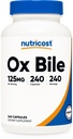 Nutricost Ox Bile Capsules 125mg, 240 Capsules - Non-OGM