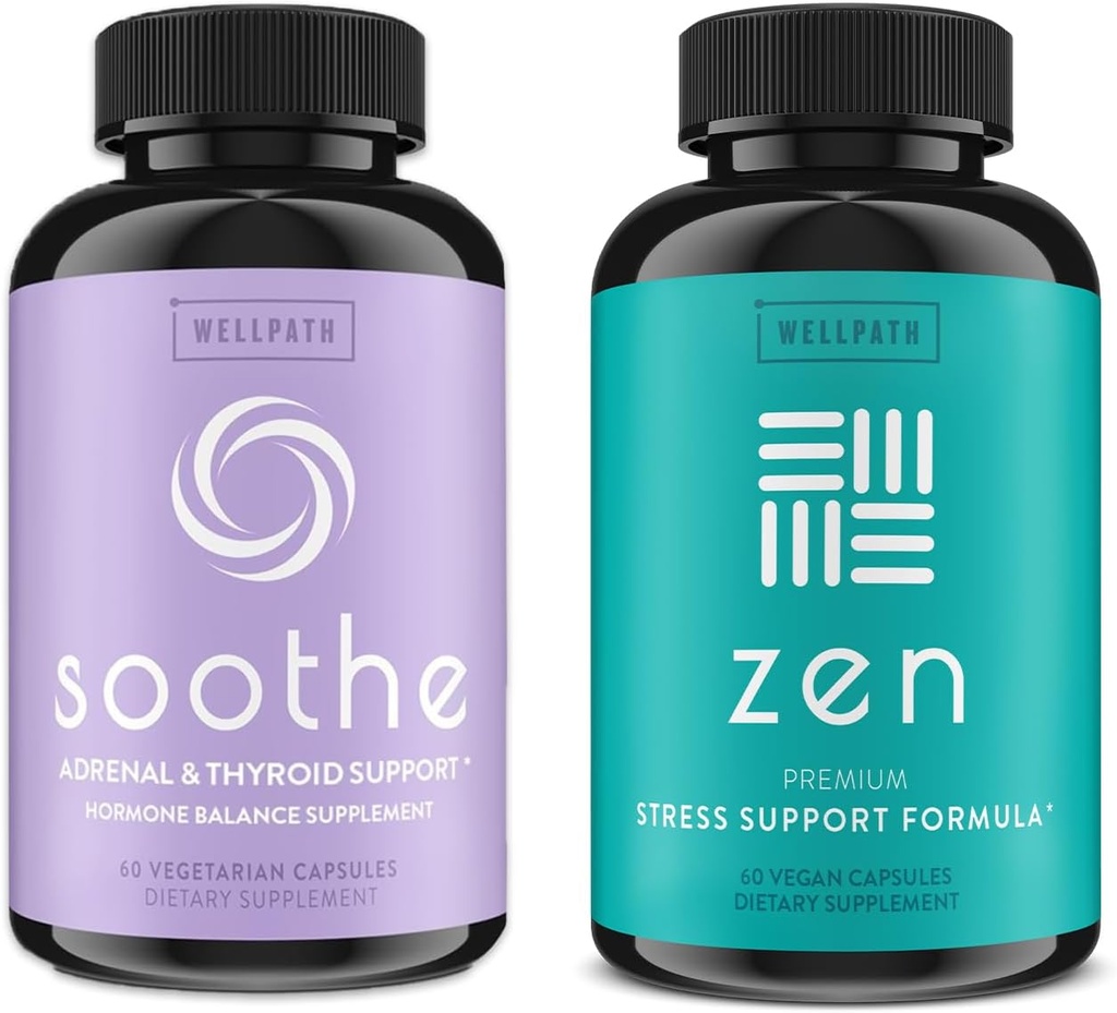 WellPath Zen Stress & Hormone Support Bundle - Suppléments Herbal Stress Relief & Hormone Balance - 60 Cts Chaque