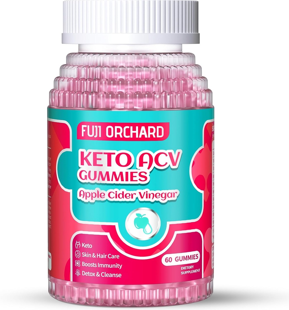 Gummies de vinaigre de cidre de pomme Keto pour la perte de poids - Delicious 1500MG vinaigre avec mère, probiotiques, vitamines B6 & B12, végétalien et non-OGM - soutient le métabolisme et la combustion des graisses pour les femmes, 60 végétaliens