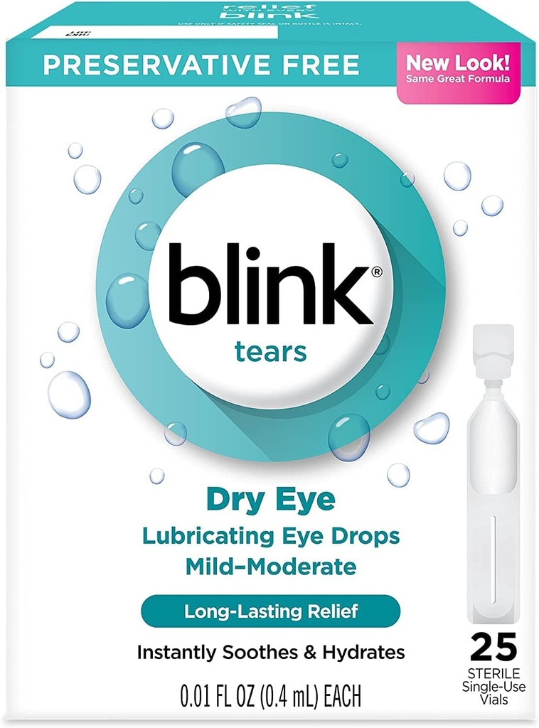 Blink Lairs Lubrifiant gouttes oculaires doux-modéré oeil sec, 25 Compte - 0,01 oz (4 Pack)
