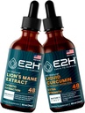 E2H: Lion's Mane for Mental Clarity & Immunity, Liquid Turmeric for Joint Support 