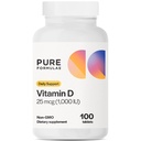 PureFormulas Vitamine D3 1.000 IE 25 mcg - Premium Vitamine D Supplement voor gezonde botvorming, tanden, cardiovasculaire gezondheid en immuunondersteuning Non-GMO - 100 Teltabletten