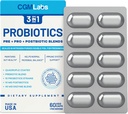 Probiotica 3 in 1 - Prebiotica + Probiotica + Postbiotica Alles in één! Stikstof gepureerd, individueel verpakt in Double-foil Blister voor versheid - 60 Veg caps door CGM Labs