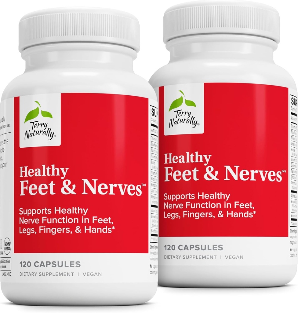 Terry Naturally Healthy Feet & Nerves - Herbal Supplement with Bioactive Vitamin B12 - Circulatie & nerve Health Support Supplement - Vegan Capsules with Boswellia Serrata - 120 Capsules (pack of 2)