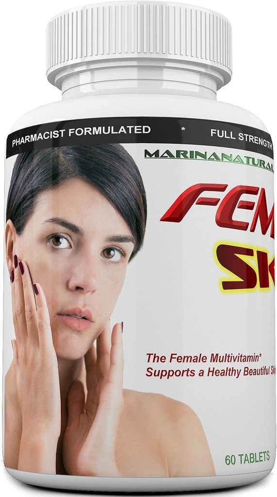 FEMVIT huid Multivitamine, Multi-Minerals & Kruidenextracten voor de jongere huid. Antiveroudering, Anti-rimpel met Collageen, Hyaluronzuur en Biotine. 60 tabletten (Geen crème)