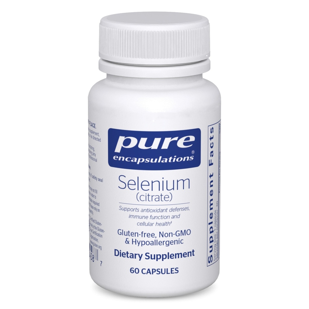 Pure Encapsulations Selenium (Citraat) - for Immune System Support & Cellular Health - Antioxidant Supplement - Ondersteunt de bloedstroom* - Glutenvrij & Vegan - 60 capsules