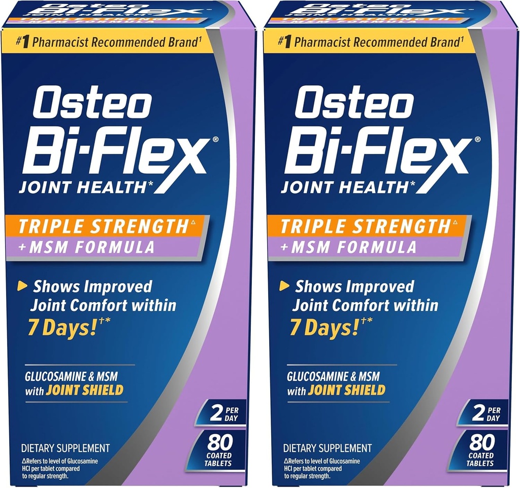 Osteo Bi-Flex Triple Strength(5) met MSM, Glucosamine Joint Health Supplement, Coated Tablets, 80 Count (Pack of 2)