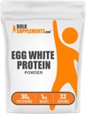 BulkSupplements.com Poudre de protéines blanches d'oeufs - Poudre blanche d'oeufs, Protéines sans lactose - Sans aromatisants et sans lait, 30g par portion, 1kg (2,2 lbs) (paquet de 1)