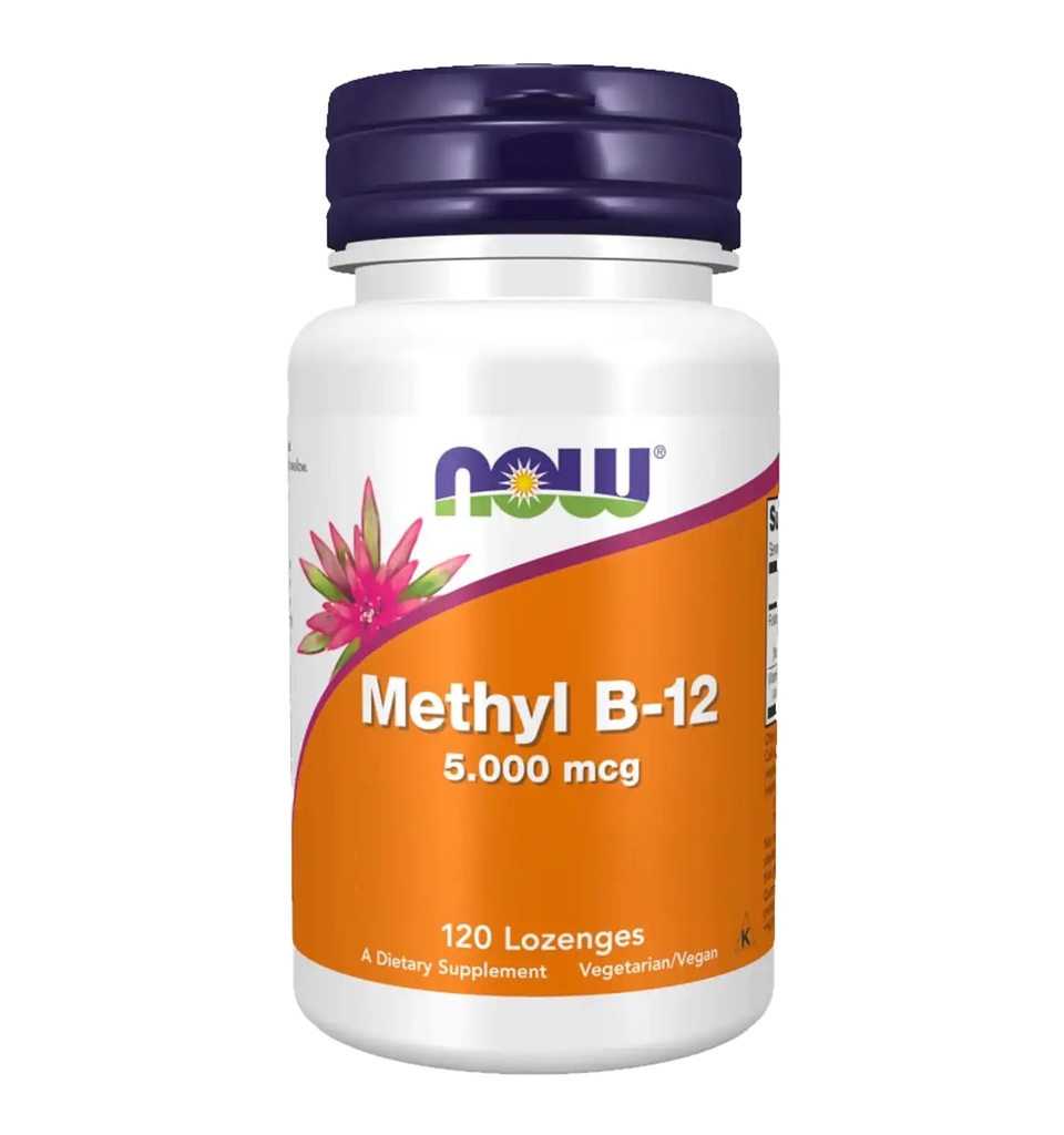 NOW Foods Methyl B12 - Methylcobalamine Plus Foliumzuur - 5.000 MCG (120 Lozen)