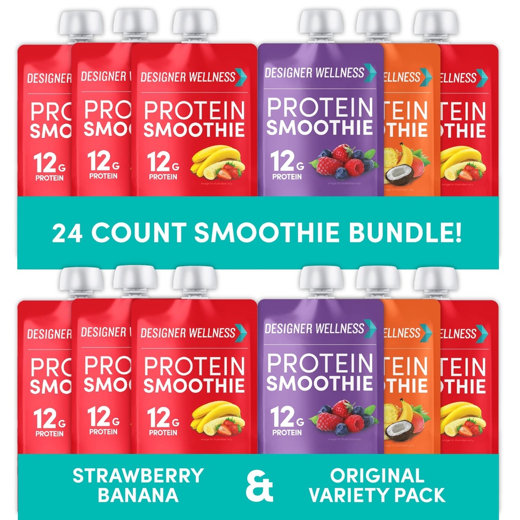 Designer Wellness Protein Smoothies Variety Pack en Strawberry Banana Bundle
