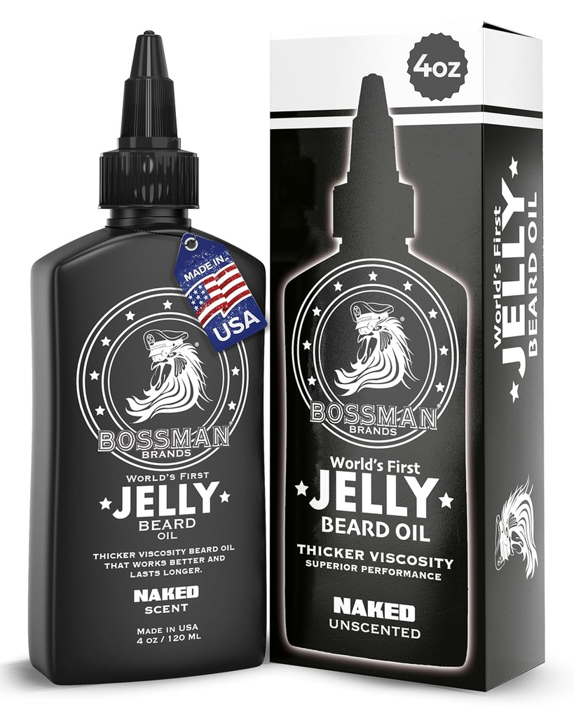 Bossman Jelly Beard Oil for Men (4 oz, Naked - Unscented) 
