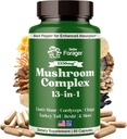 Mushroom Complex Capsules, 13-in-1 Mushroom Supplement, Lion's Mane, Reishi, Cordyceps, & More, bevordert focus, helderheid, & geheugen, extract supplement, 1 maand levering, 60 Tellen