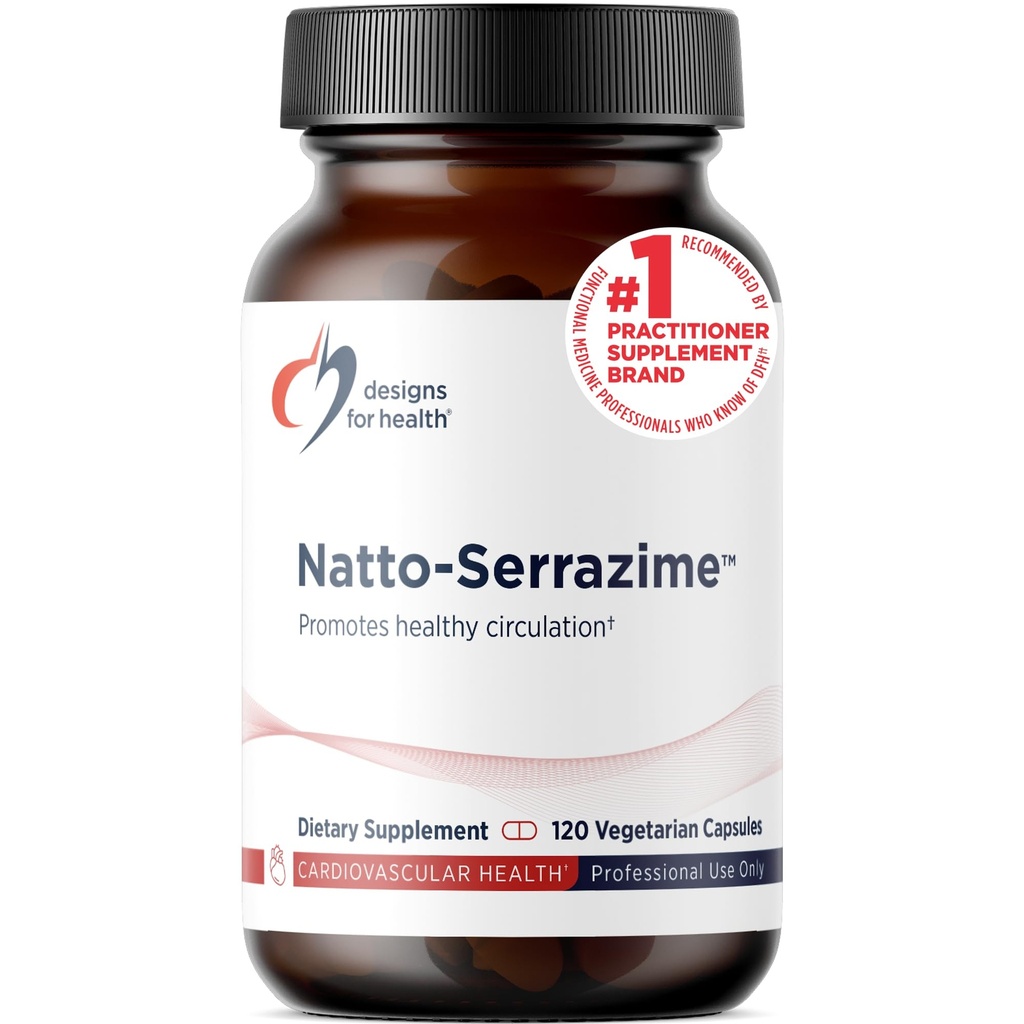 Designs for Health Nattokinase with Serrapeptidase - Natto-Serrazime + Proteolytische Enzymen - Ontworpen ter ondersteuning van een gezond Circulatory System + Immune Health - Non-GMO Supplement (120 Capsules)