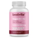 BESTVITE Vegan Vitamin D3 5000 IE + Vitamine K2 100 mcg als MK-7 (120 Vegetarische Capsules) - Geen Stearates - Veganistisch - Niet GGO - Glutenvrij