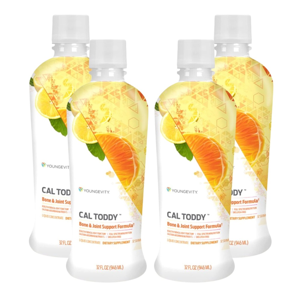 Youngevity CAL Toddy - Calcium (Citraat, Fosfaat) Magnesium 1.200mg/600mg - Vitaminen D-3, Zink, Koper, Kalium, Boron en 70+ Trace Mineral Cofactors - Ondersteunt Bone Health - 32 Fl Oz (Pack of 4)