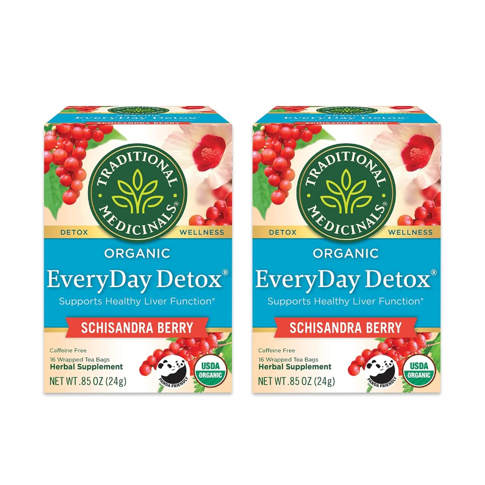 Traditionele Medicijnen Biologische EveryDay Detox Schisandra Berry Kruidenthee, Ondersteunt gezonde leverfunctie (Vak van 2)