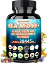 Sea Moss 350mg Black Seed Oil 200mg Ashwagandha 100mg Turmeric 100mg Bladderwrack 100mg Burdock 100mg, All-in-1 Sea Moss Capsules-60 Tel.