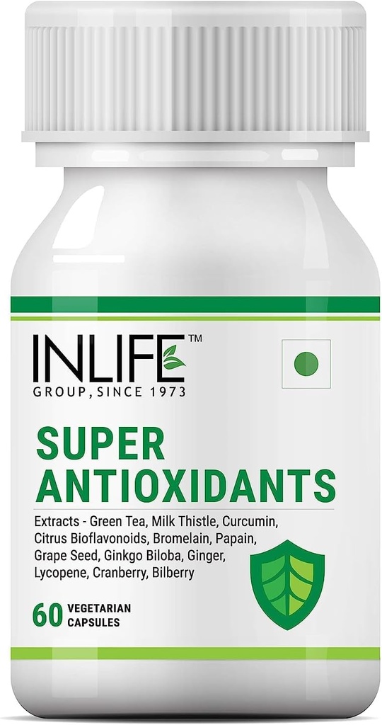 Sheltr Super Antioxidant Supplement Lycopeen, Groene thee, Melkdistel, Curcumine, Grape Seed, Ginkgo Biloba, Ginger, Cranberry, Blauwe bosbessen, Alpha Lipoic Acid, Lutein, Zeaxanthine - 60 Capsules (verpakking van 1)