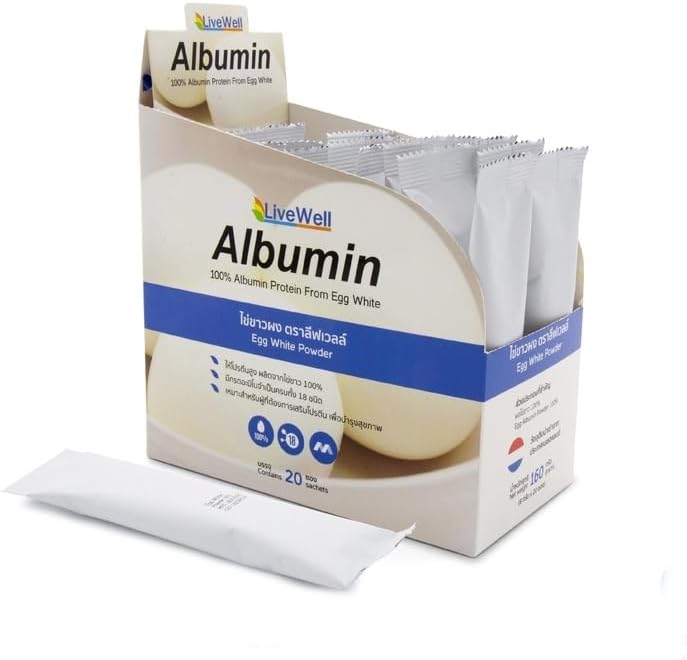 LiveWell Albumin Proteïne van Egg White 160g. (20 Sachets x 8g)