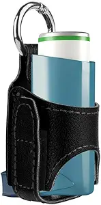 2 st Draagbare Astma Inhalator houder, lichtgewicht PU Lederen Beschermende Travel Handige Astma Inhalator geval voor volwassenen en kinderen, Alleen Holder (zwart)