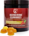 Premium Berberine Gummies 1500mg - Sugar-Free Metabolisme Ondersteuning met Ceylon Cinnamon, Chroom, Magnesium, Zink & B12-60 Tel.