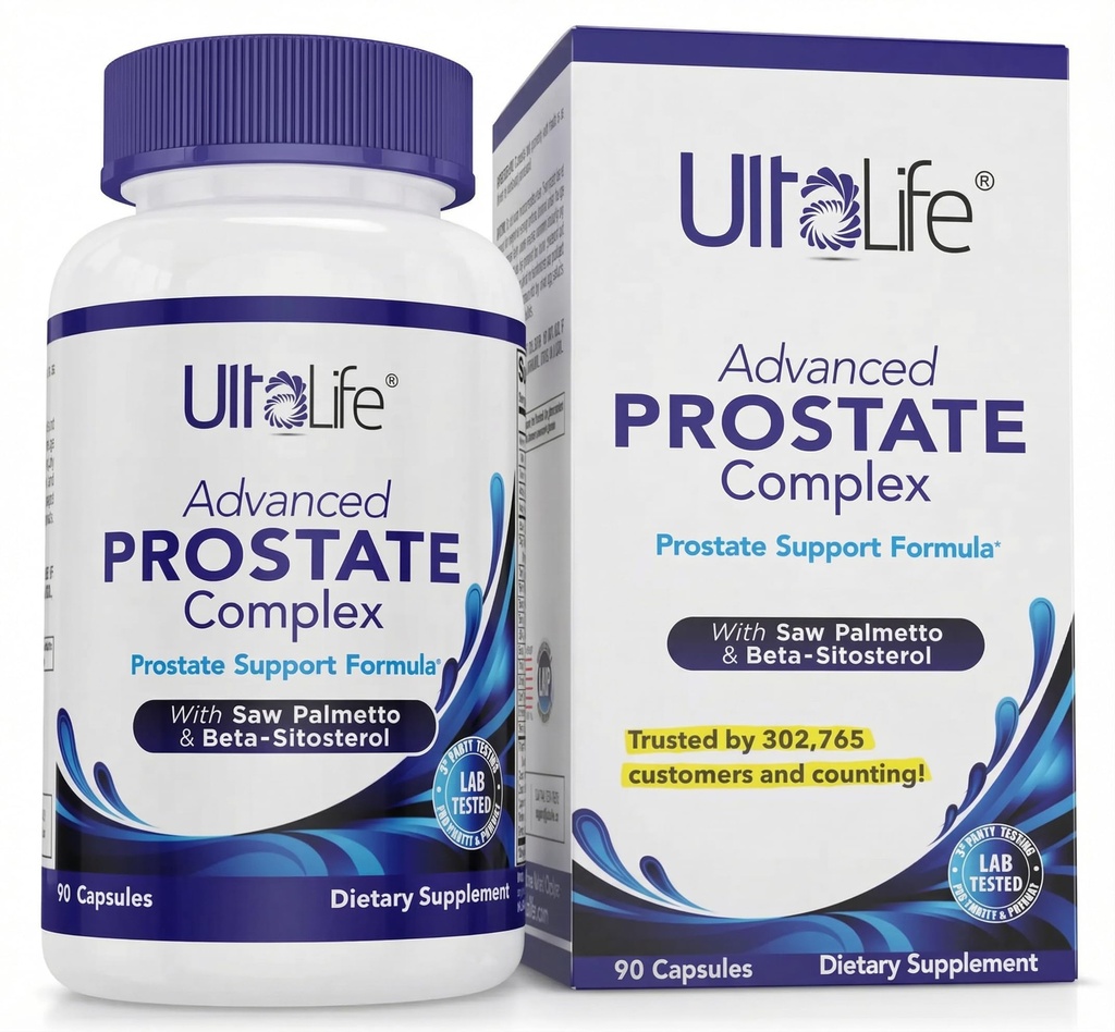 ULTALIFE Saw Palmetto Prostate Supplément pour hommes avec Beta Sitostérol favorise le confort urinaire, la qualité du sommeil et la santé de la prostate 90 Capsules