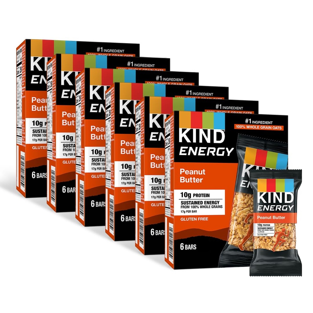 KIND Energy Bars, Pindakaas, Gezonde snacks, Glutenvrij, 10g proteïne, 36 Tellen
