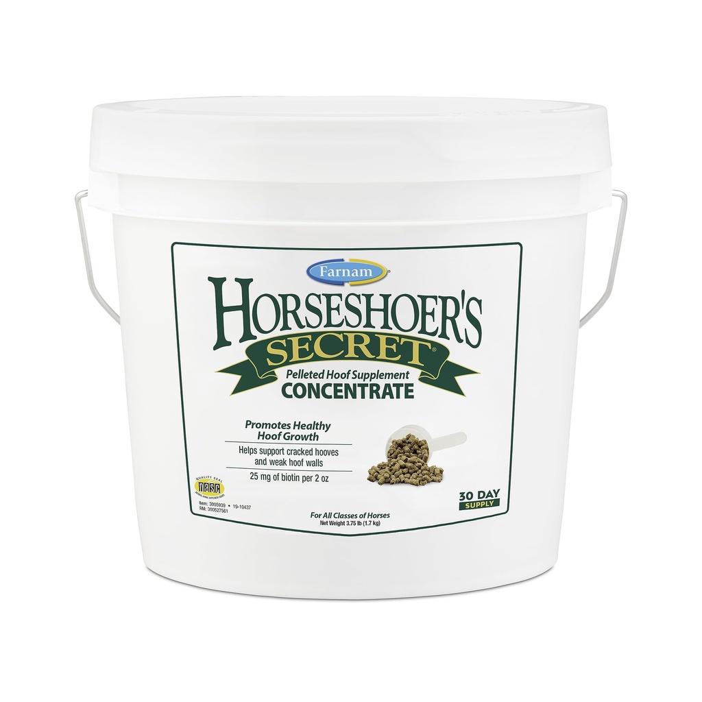 Farnam Horseshoers Secret Pelleted Hoof Supplementen Concentraat, Economische formule met 25 mg biotine per 2 oz. serveren, 3,75 lb., 30 dagen voorraad
