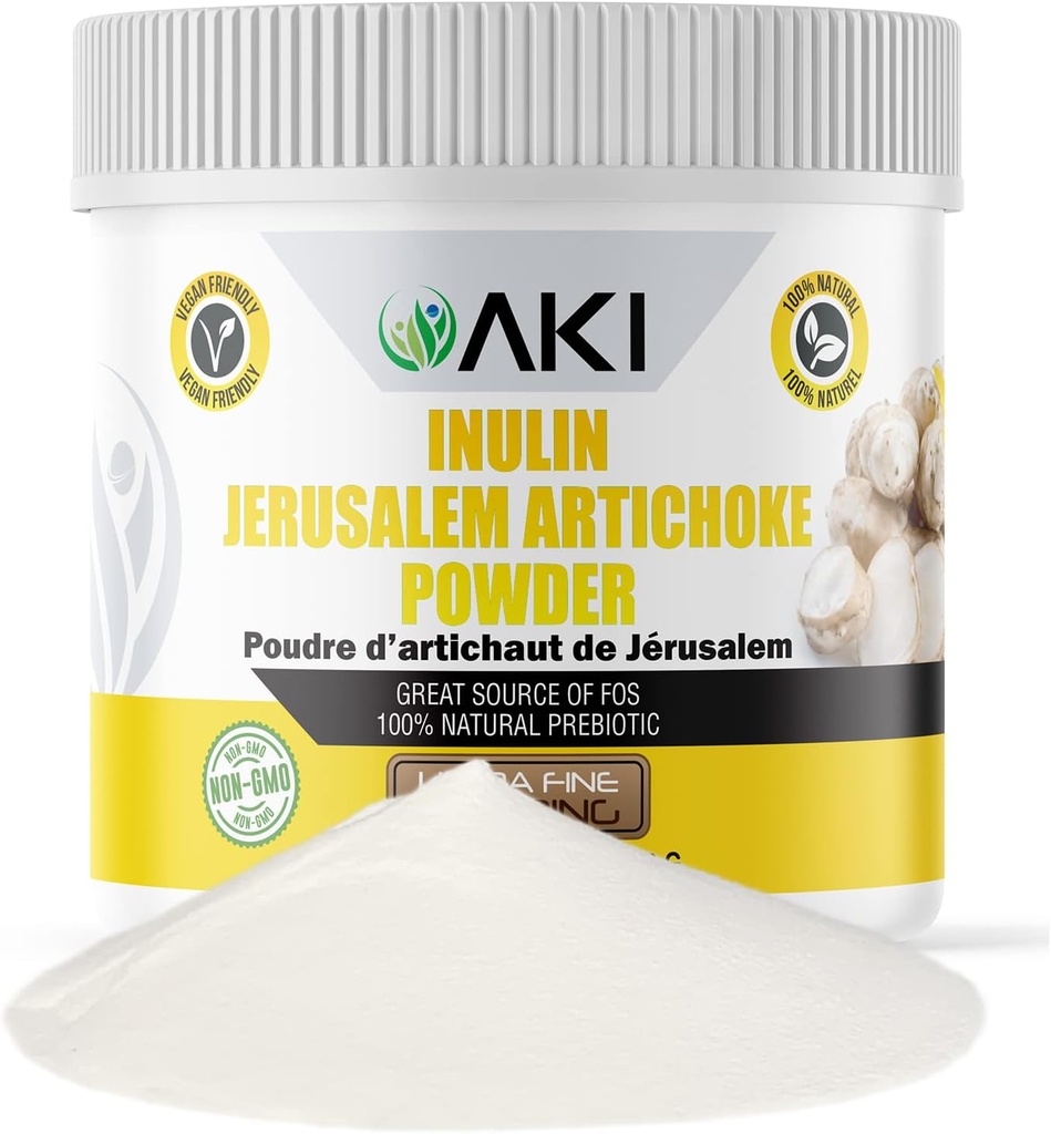 AKI Inulin Jerusalem Artichoke Poeder (6oz/170g) Goed in vezels en prebiotica, ideaal voor koffie, smoothies, sap en andere maaltijden - Veganistisch, glutenvrij (verpakking van 1)