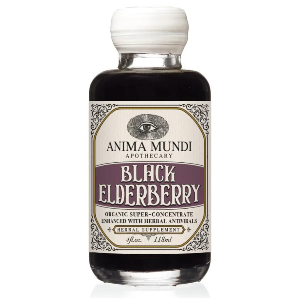 Anima Mundi Apothecary Zwarte Vlierbes Siroop - Biologische Vlierbes Siroop met Skullcap Baikal, Cordyceps, Reishi, Shiitake & Maitake Paddenstoelen om Immune Health te ondersteunen (4oz / 118ml)
