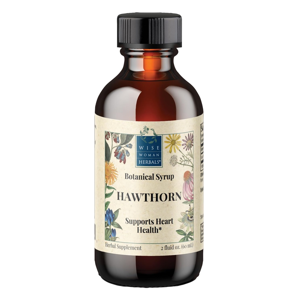 Wise Woman Herbals Hawthorn Berry Solid Extract 4:1, Alcoholvrije extra sterkte, bevordert gezonde circulatie, antioxidant bescherming, Herbal Cardiovasculaire ondersteuning, 2 Fl Oz