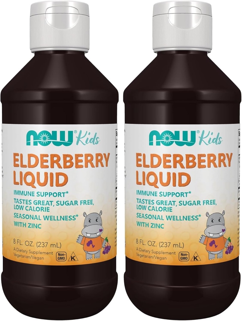 MAINTENANT Suppléments, Elderberry liquide pour les enfants avec Zinc et Astragalus, Immune Support*, 8-Ounce, emballage mai Vary (paquet de 2)