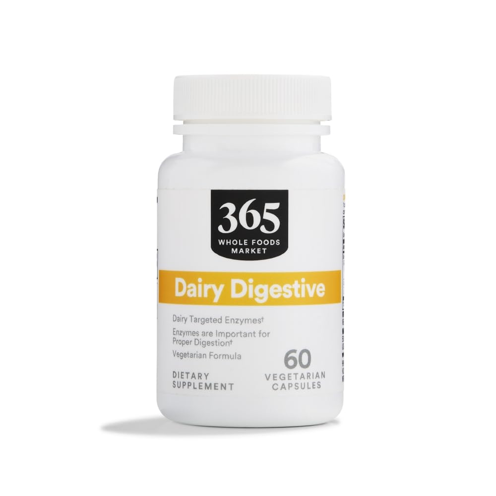365 par marché des aliments entiers, enzymes digestives laitières, 60 Nombre