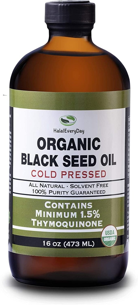 Biologische Black Seed Oil - USDA Certified Cold Pressed Glass Bottle Meer dan 1,5% Thymochinon 3X sterkte Turkse Black Cumin Nigella Sativa non-GMO 100% Pure Blackseed Oil (32oz Glas (2X16) Fles)