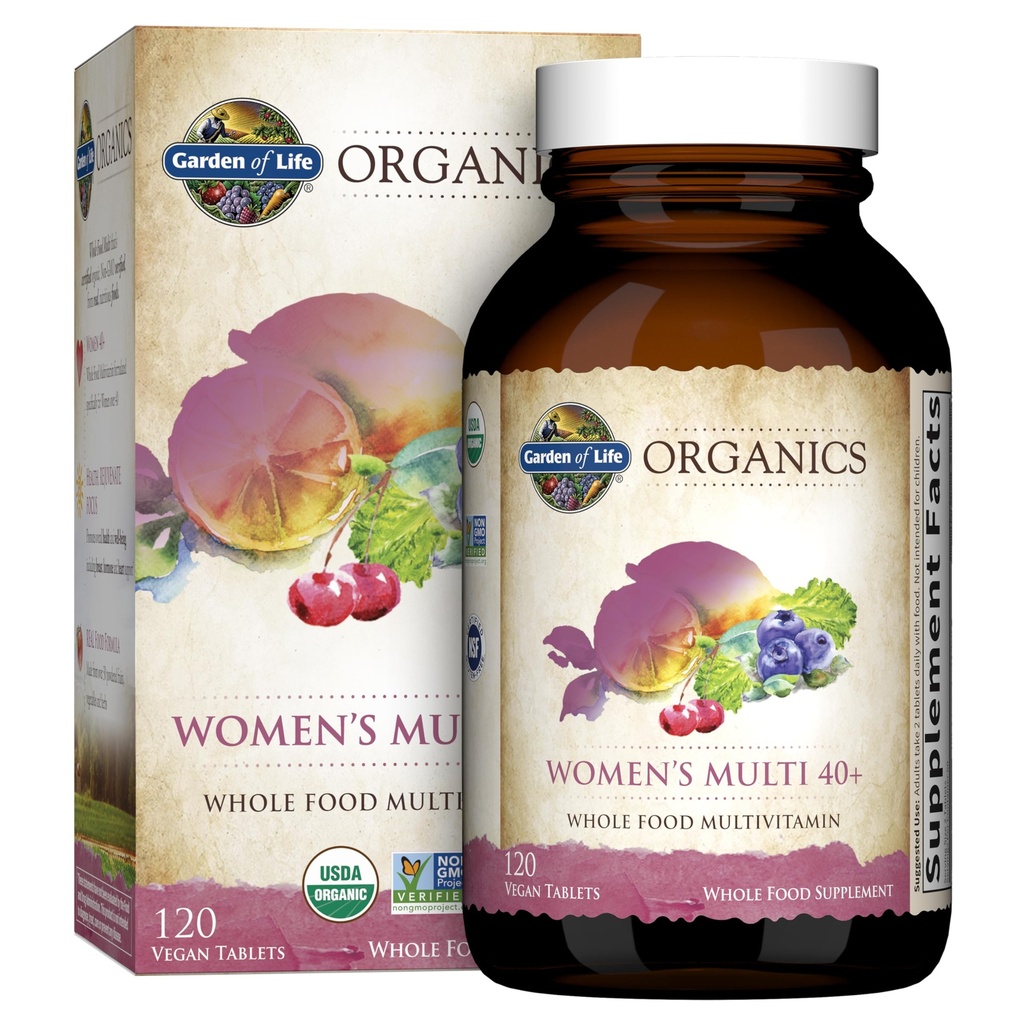 Jardin de la vie Multivitamine pour les femmes 40 Plus, Bios Femmes Vitamines, Hormone & Breast Health Support Blend, Vegan, 120 comprimés