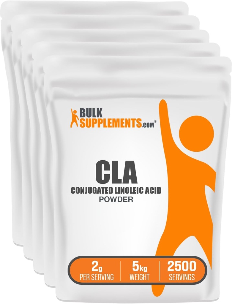 BulkSupplements.com Geconjugeerd Linolzuurpoeder - CLA Supplement, Voedingssupplement - Glutenvrij, 2g per portie, 1kg (2,2 lbs) (verpakking van 5)