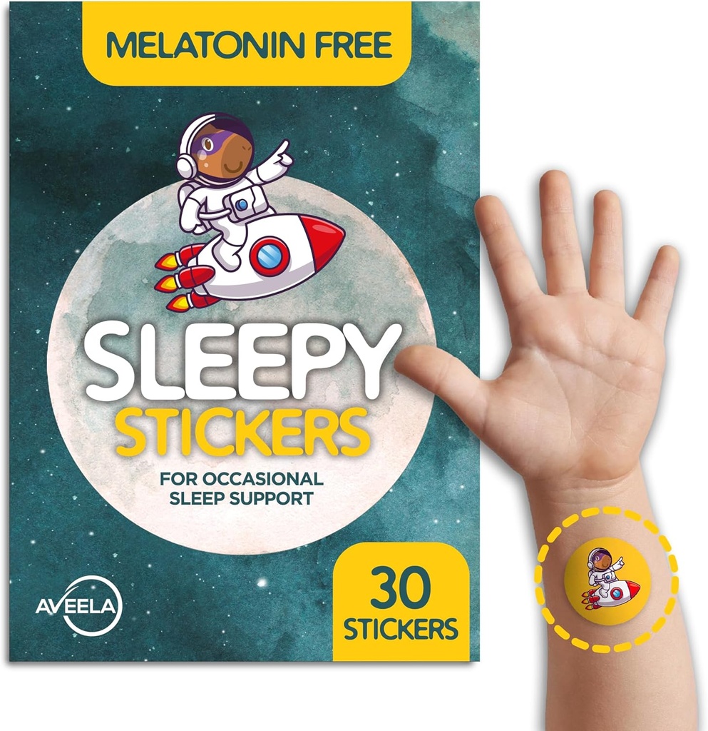 AVEELA Sleepy Stickers Melatonine Gratis voor kinderen en volwassenen (30 Pack) Slaappatches voor kinderen, natuurlijke en suikervrije. Kalm Patch om beter te slapen
