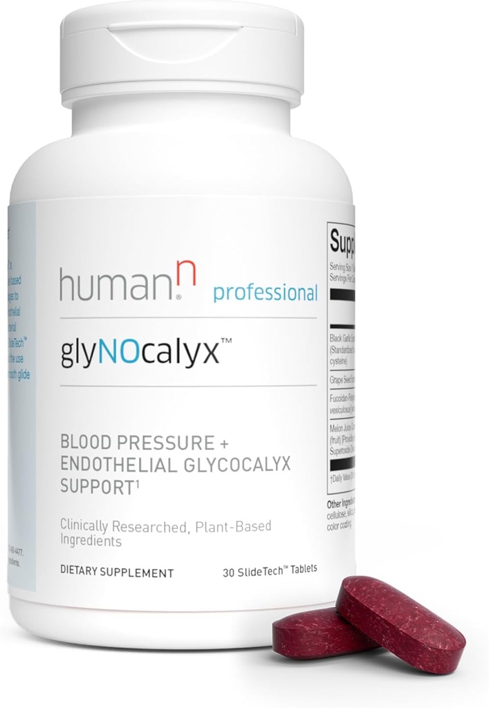 Comprimés de glyNOcalyx humain - Glycocalyx endothélial, support de la circulation et de l'oxyde nitrique – Ail noir, extrait de graines de raisin, complexe Fucoidan-Polyphénol – 30 Nombre