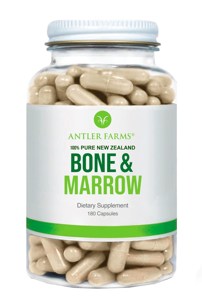 Antler Farms - 100% Pure Nieuw-Zeeland Bone & Marrow, 180 Capsules, 750mg - Gras Fed, Pasture Raised Whole Bone Extract, Koud verwerkt, gezonde essentiële vetten, stamcellen, Collageen, Calcium