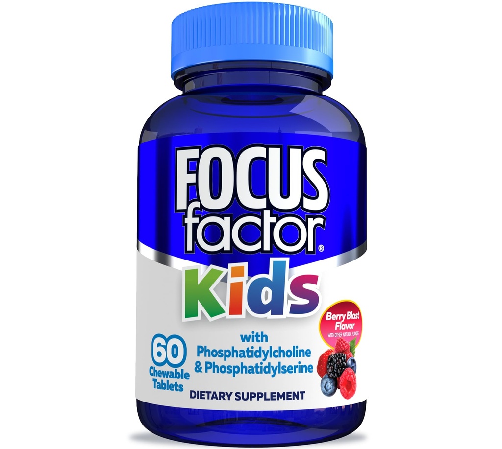 Focus Factor Kids Complete Daily Chewable Vitamins: Multivitamin & Neuro Nutrient (Brain Function) w/Vitamin B12, C, D3-60 Count