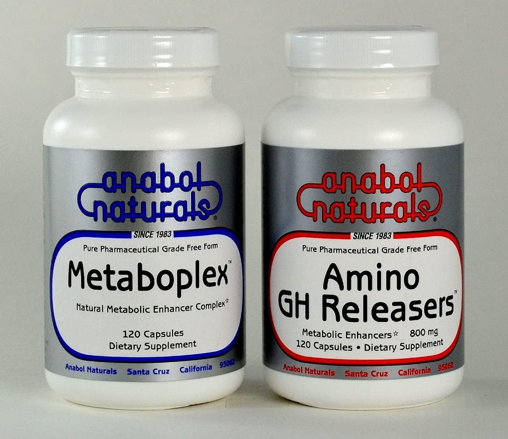 Anabol Naturals Meta GHR Stack: Metaboplex 120 caps, 600 mg en Amino GHReleasers120 caps, 800 mg