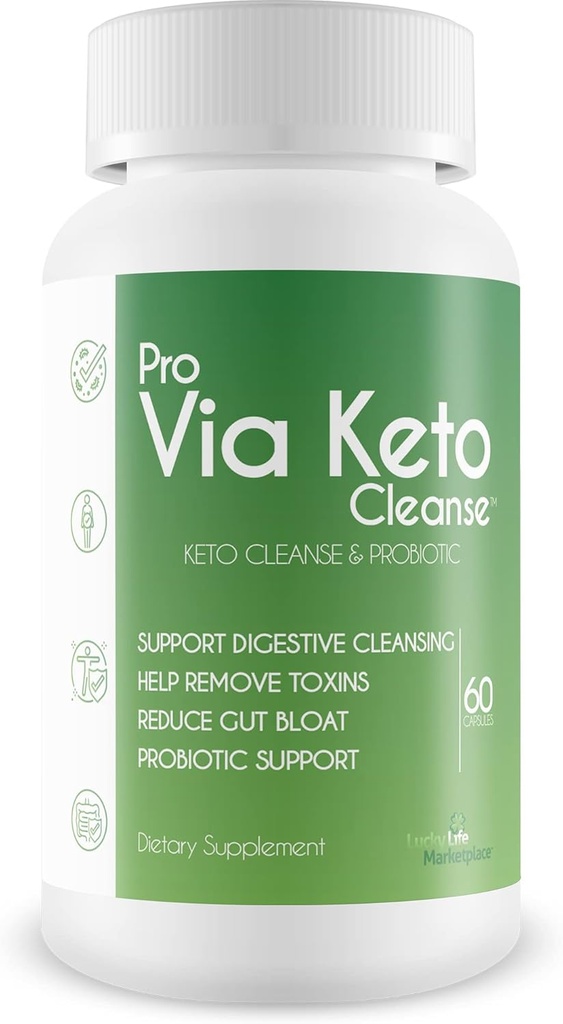 Pro Via Keto Cleanse - Hulp bij het verwijderen van toxinen en onzuiverheden - Plant-based Natural Keto Cleanse met Probiotic Support - Ondersteuning van spijsverteringsreiniging en verminderde darmvorming - Hulp bij verwijdering en ontgifting van afval