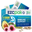 EZC Pak 5 jours Système immunitaire Booster avec Echinacea, Vitamine C, Zinc et Vitamine D - Supplément de soutien immunitaire bandelé pour les adultes - Supports Immunity, Easy Travel-Size Supplément Pack - (Pack de 2)