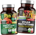 Number One Nutrition N1N Premium Plant Based Multivitamine [86 Krachtige ingrediënten] en Biologische Superfood Greens [28 Krachtige ingrediënten], ter ondersteuning van Gut Health en Algehele Wellness, 2 Pack Bundle