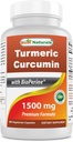 Best Naturals Kurkuma Curcumin 1500mg/Serven met Bioperine - 180 Veggie Capsules