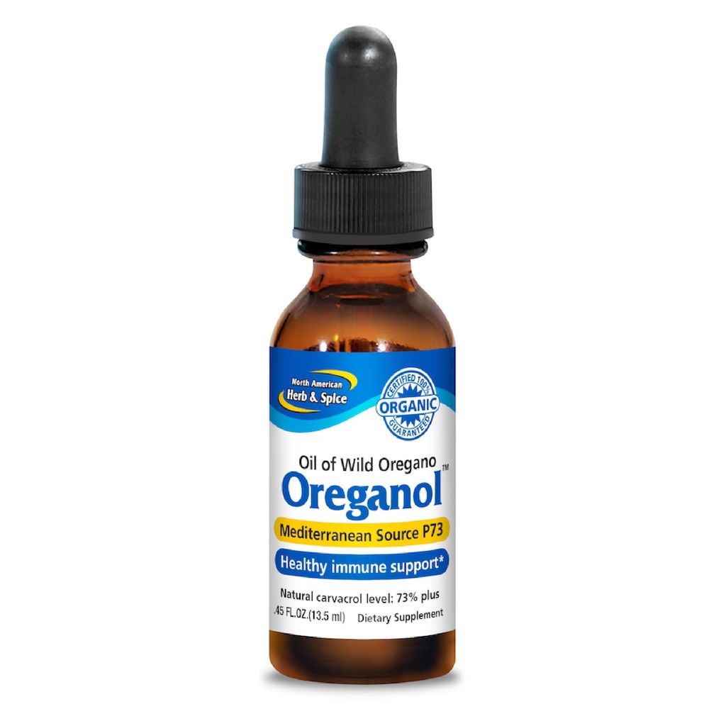 NORTH AMERICAN HERB & SPICE Oréganol - 0,45 fl. oz. - Huile d'origan biologique sauvage non transformée - Méditerranée Source P73 - Non-OGM - 194 portions
